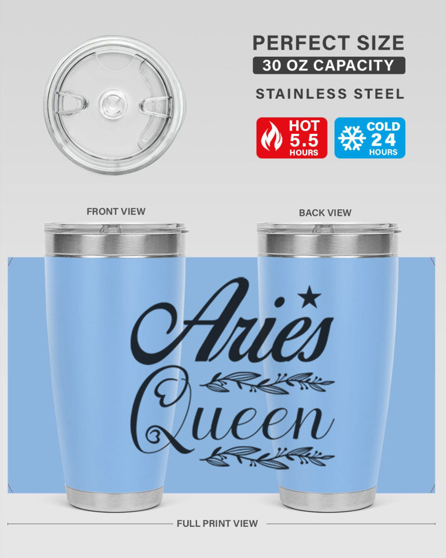 Aries Queen 119# Tumbler in stainless steel with a stylish design, perfect for hot and cold beverages.