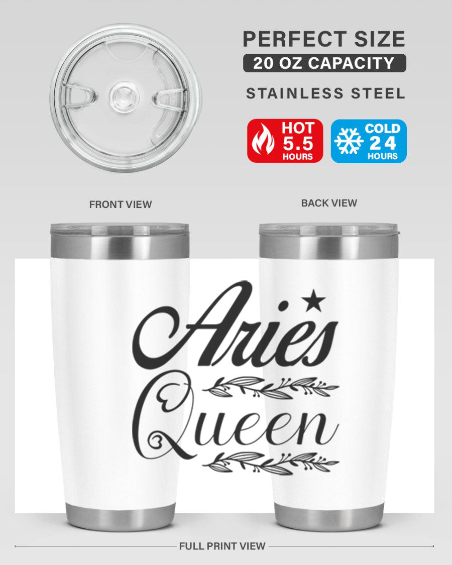 Aries Queen 119# Tumbler in stainless steel with a stylish design, perfect for hot and cold beverages.