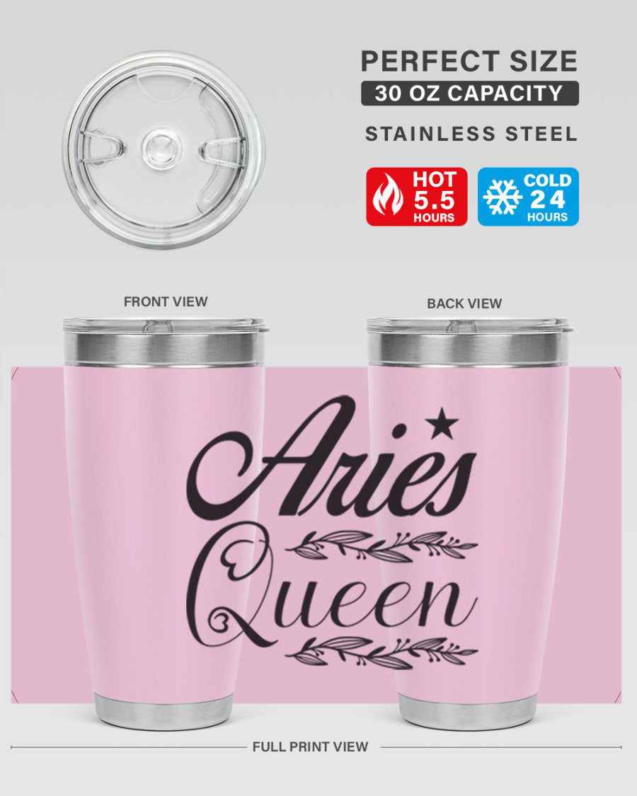 Aries Queen 119# Tumbler in stainless steel with a stylish design, perfect for hot and cold beverages.