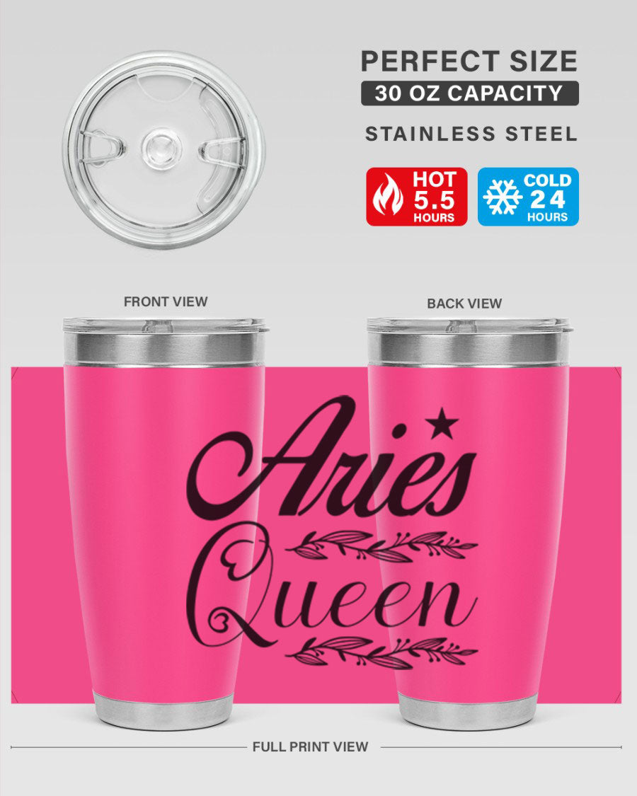 Aries Queen 119# Tumbler in stainless steel with a stylish design, perfect for hot and cold beverages.