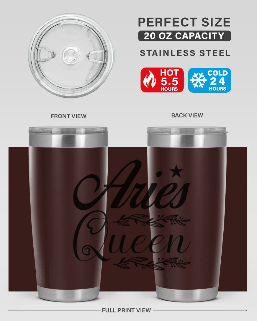 Aries Queen 119# Tumbler in stainless steel with a stylish design, perfect for hot and cold beverages.