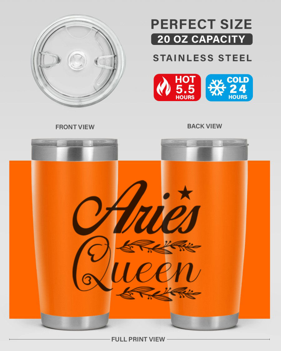 Aries Queen 119# Tumbler in stainless steel with a stylish design, perfect for hot and cold beverages.