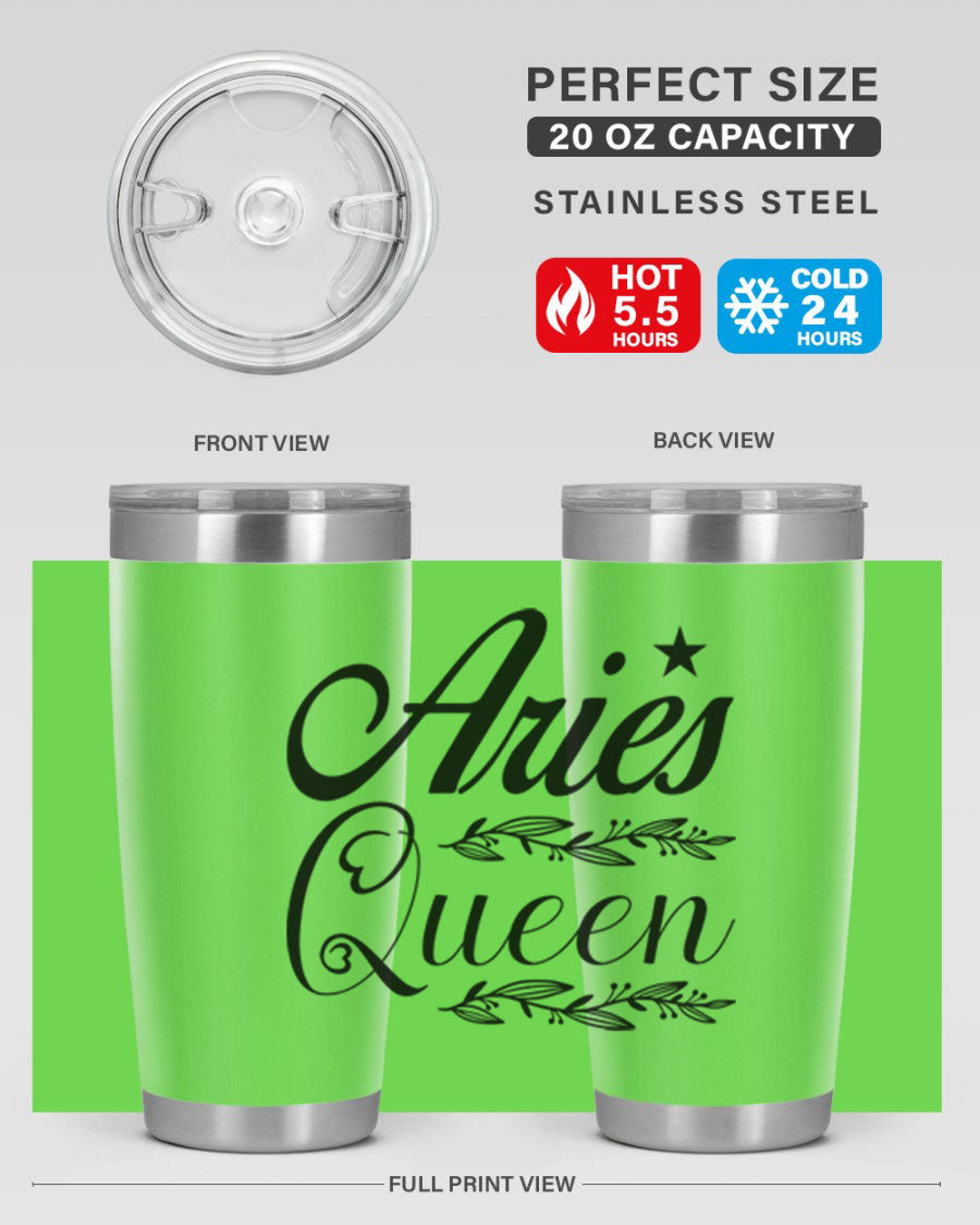 Aries Queen 119# Tumbler in stainless steel with a stylish design, perfect for hot and cold beverages.