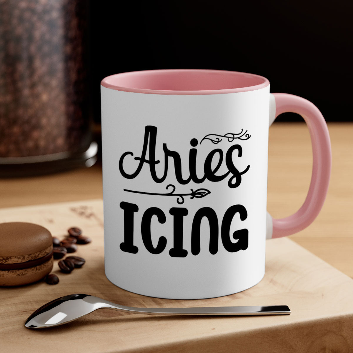 Ariesicing 106# zodiac mug with a glossy finish, featuring a colored handle and interior, available in multiple colors.