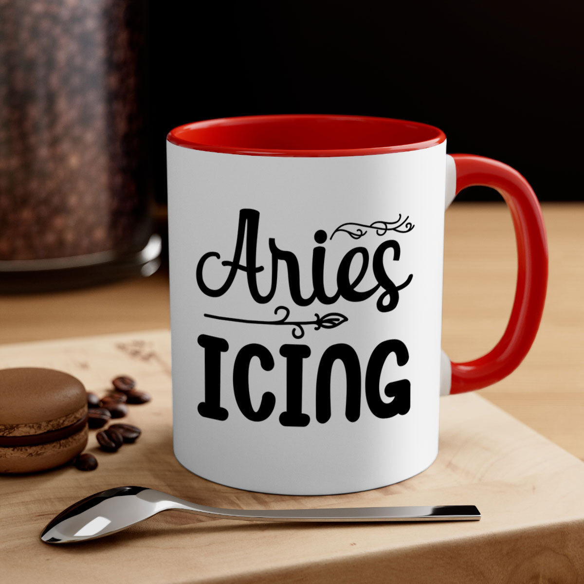 Ariesicing 106# zodiac mug with a glossy finish, featuring a colored handle and interior, available in multiple colors.