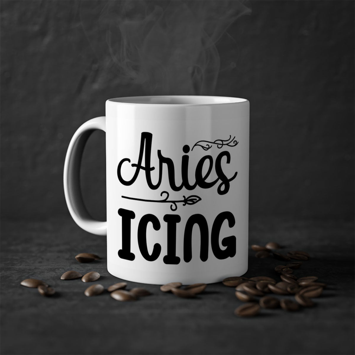 Ariesicing 106# zodiac mug with a glossy finish, featuring a colored handle and interior, available in multiple colors.