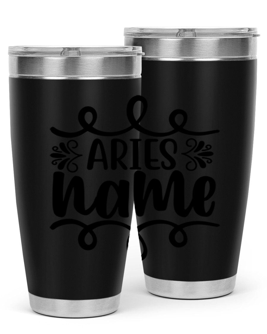 Ariesname 112# Zodiac Tumbler, 20oz stainless steel with copper lining, featuring a drink-thru lid and stylish design.