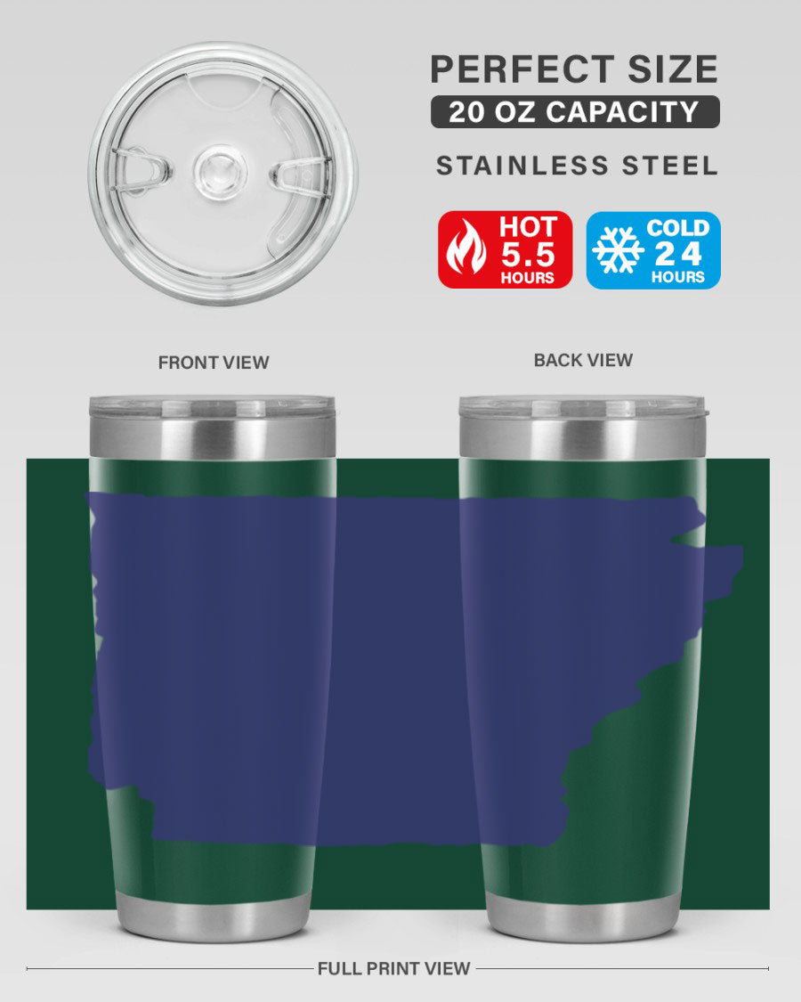 Arkansas 47# Tumbler featuring a double wall vacuum design, perfect for keeping drinks hot or cold, with a stylish Arkansas-themed print.