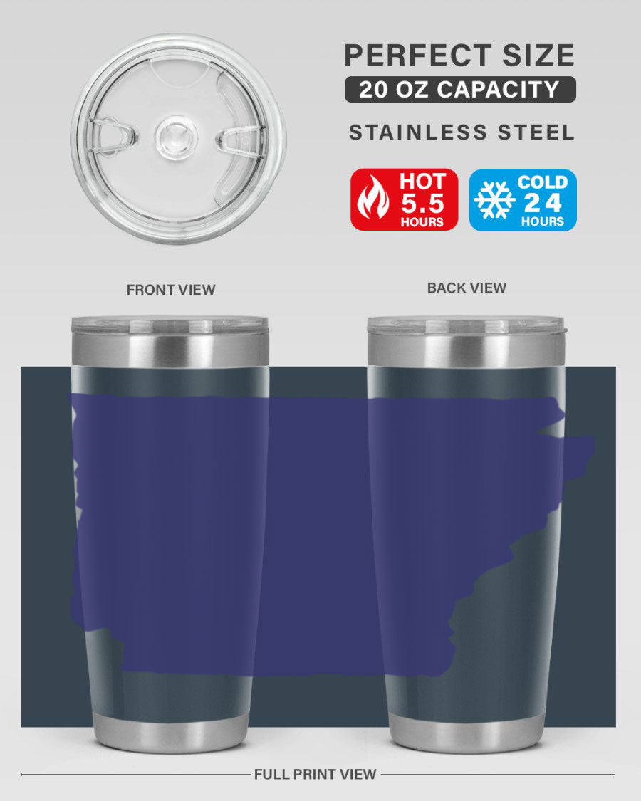 Arkansas 47# Tumbler featuring a double wall vacuum design, perfect for keeping drinks hot or cold, with a stylish Arkansas-themed print.