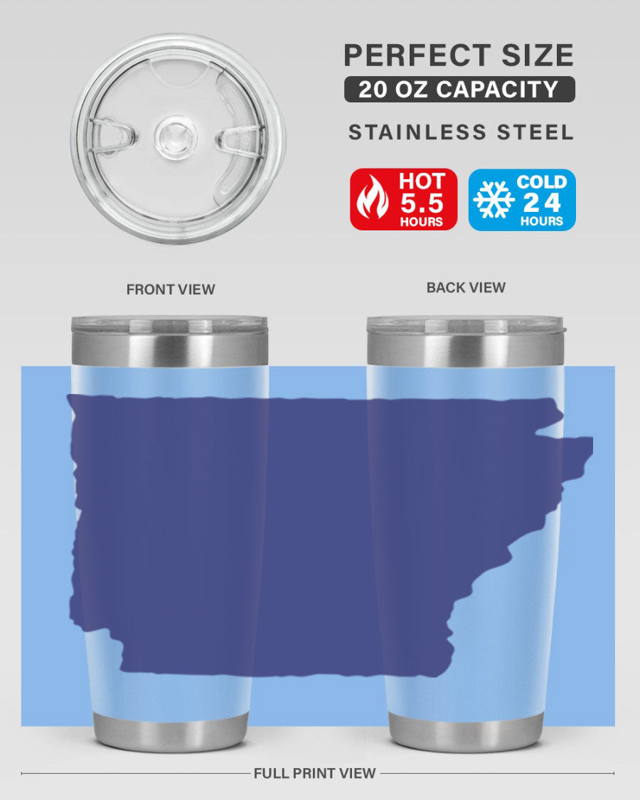 Arkansas 47# Tumbler featuring a double wall vacuum design, perfect for keeping drinks hot or cold, with a stylish Arkansas-themed print.