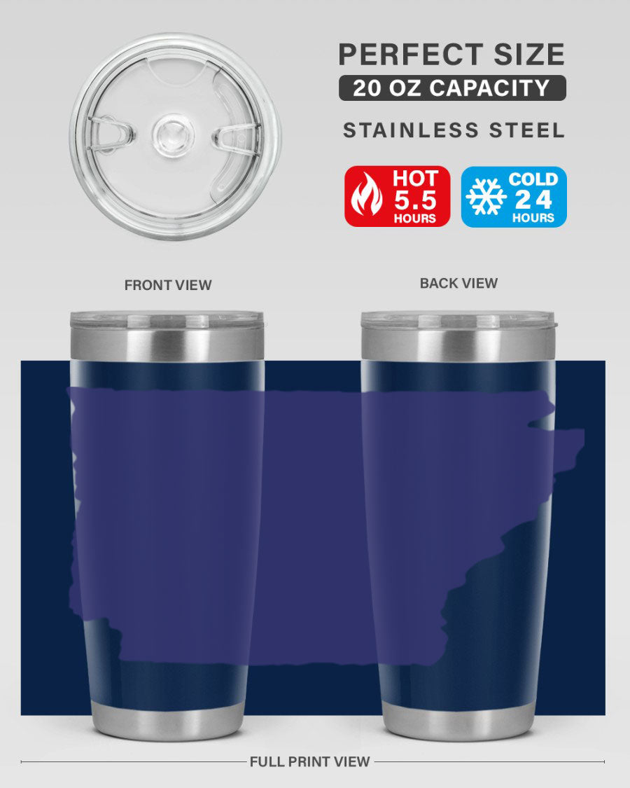 Arkansas 47# Tumbler featuring a double wall vacuum design, perfect for keeping drinks hot or cold, with a stylish Arkansas-themed print.