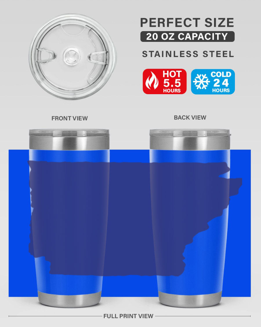 Arkansas 47# Tumbler featuring a double wall vacuum design, perfect for keeping drinks hot or cold, with a stylish Arkansas-themed print.