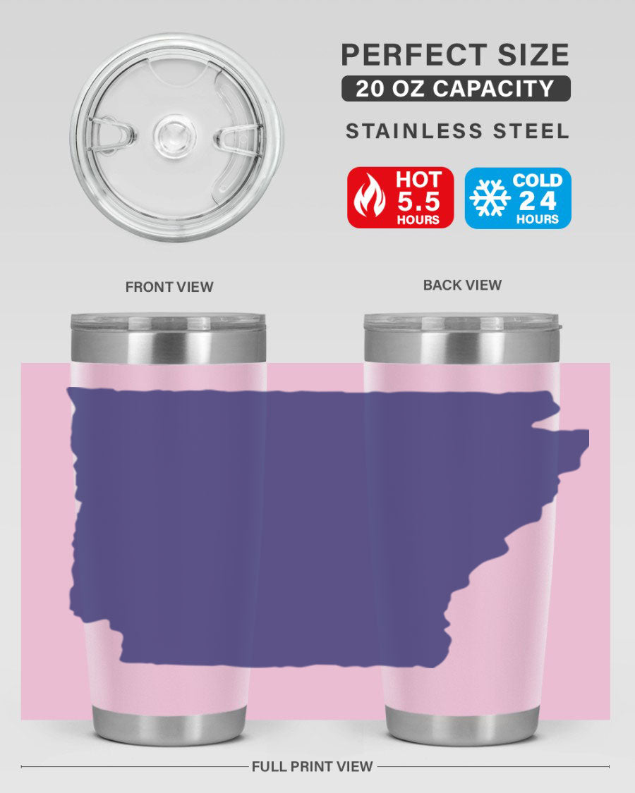 Arkansas 47# Tumbler featuring a double wall vacuum design, perfect for keeping drinks hot or cold, with a stylish Arkansas-themed print.