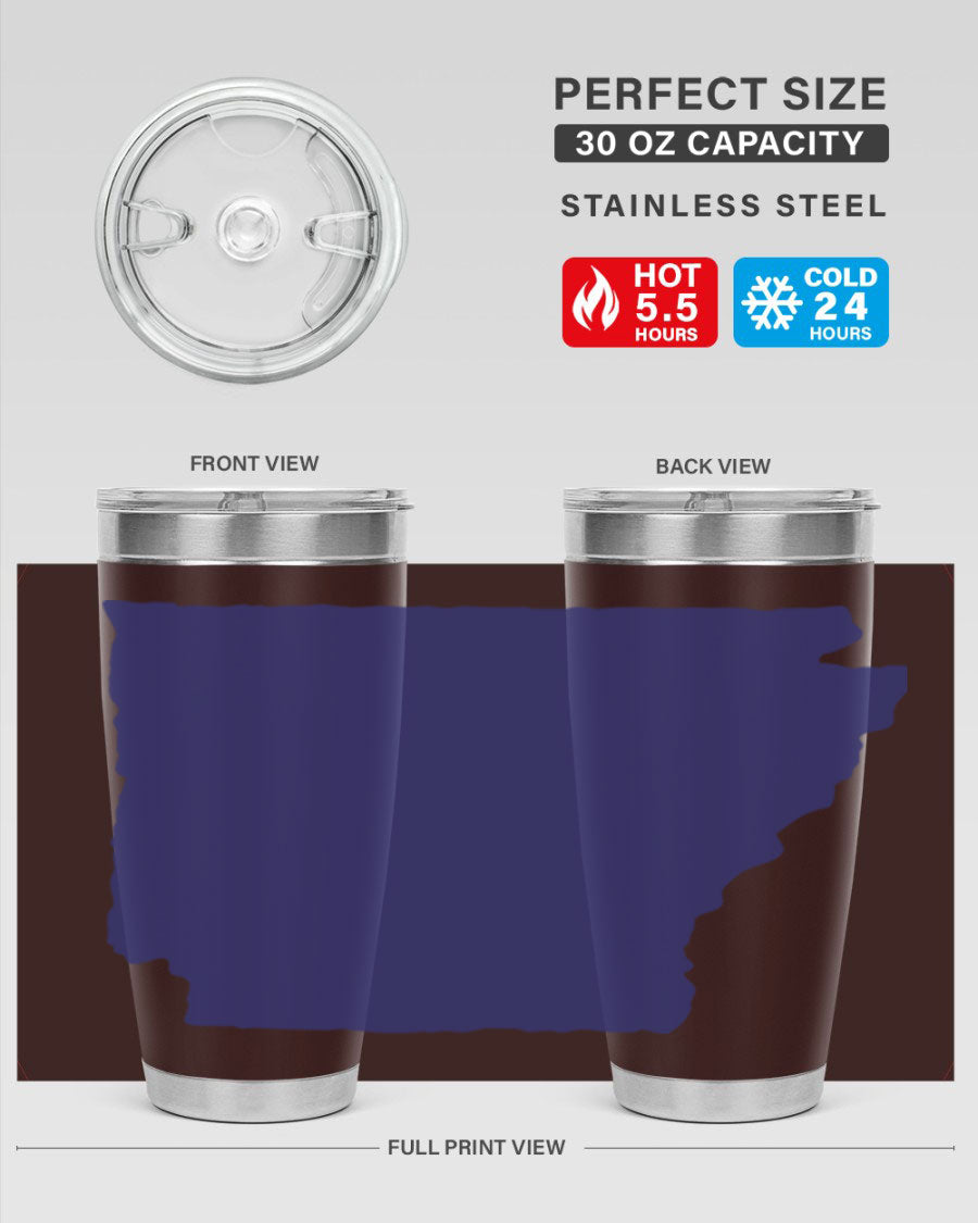 Arkansas 47# Tumbler featuring a double wall vacuum design, perfect for keeping drinks hot or cold, with a stylish Arkansas-themed print.