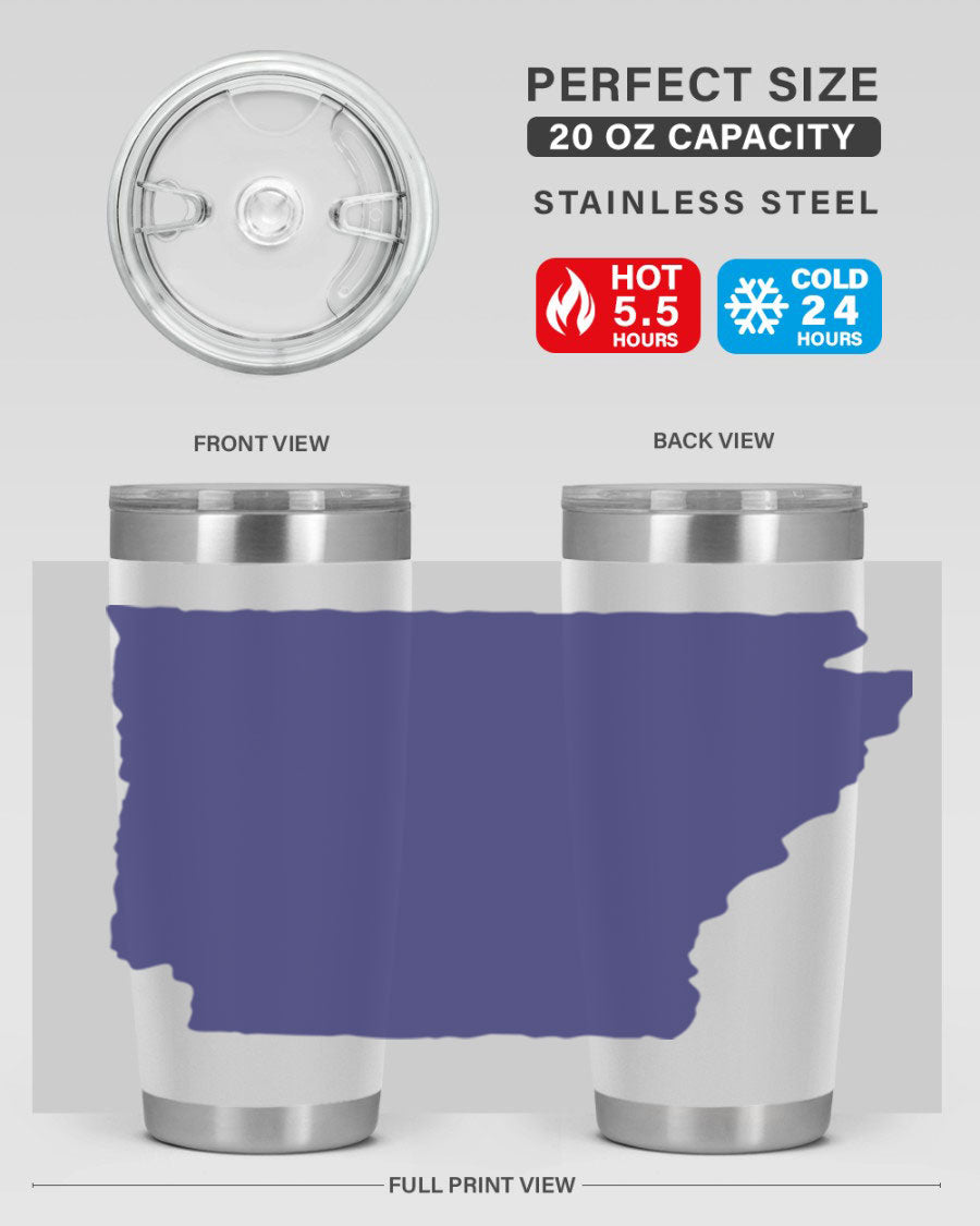 Arkansas 47# Tumbler featuring a double wall vacuum design, perfect for keeping drinks hot or cold, with a stylish Arkansas-themed print.