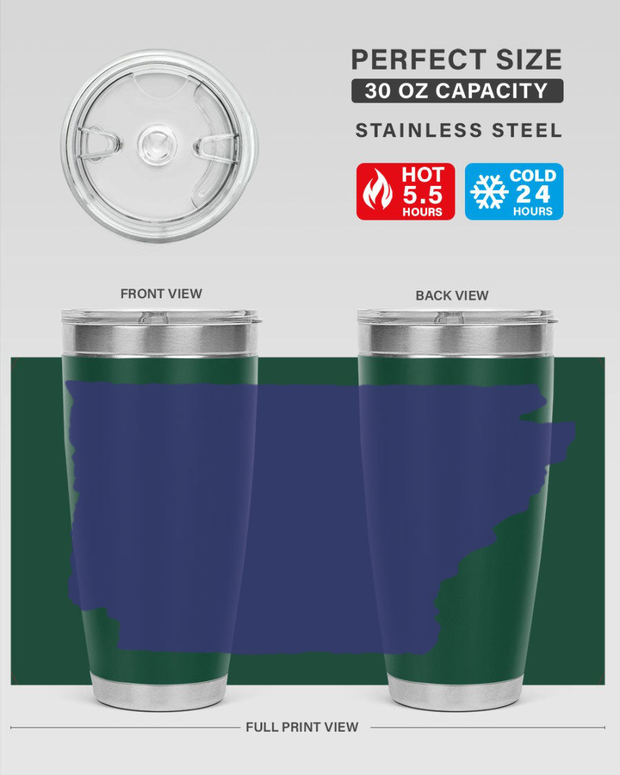 Arkansas 47# Tumbler featuring a double wall vacuum design, perfect for keeping drinks hot or cold, with a stylish Arkansas-themed print.