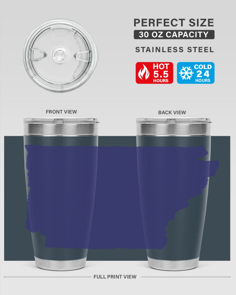 Arkansas 47# Tumbler featuring a double wall vacuum design, perfect for keeping drinks hot or cold, with a stylish Arkansas-themed print.