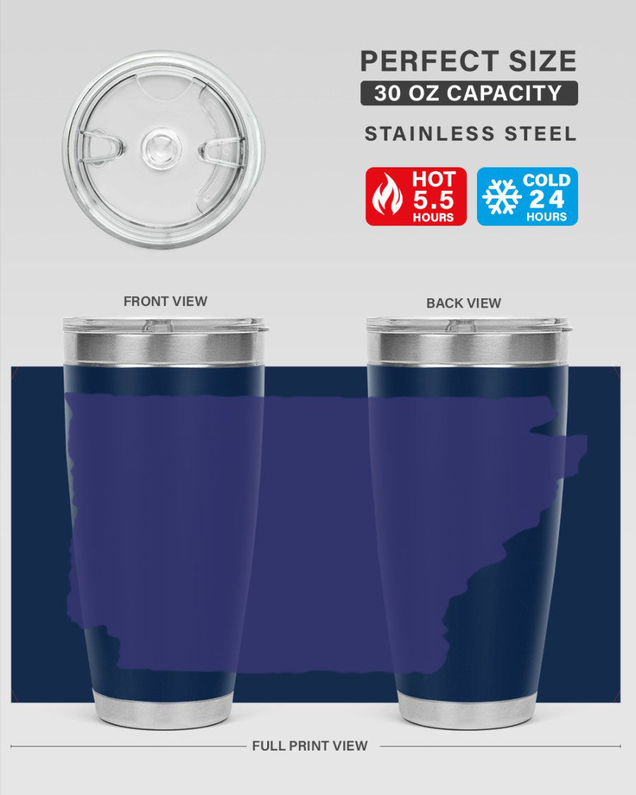 Arkansas 47# Tumbler featuring a double wall vacuum design, perfect for keeping drinks hot or cold, with a stylish Arkansas-themed print.