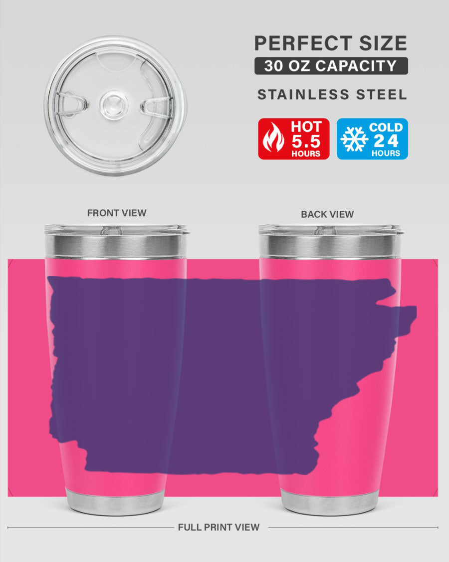 Arkansas 47# Tumbler featuring a double wall vacuum design, perfect for keeping drinks hot or cold, with a stylish Arkansas-themed print.