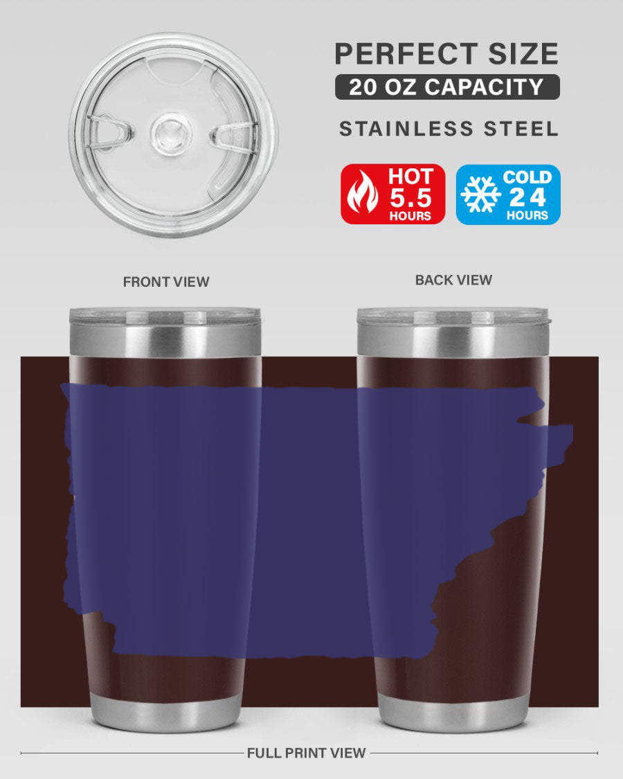 Arkansas 47# Tumbler featuring a double wall vacuum design, perfect for keeping drinks hot or cold, with a stylish Arkansas-themed print.