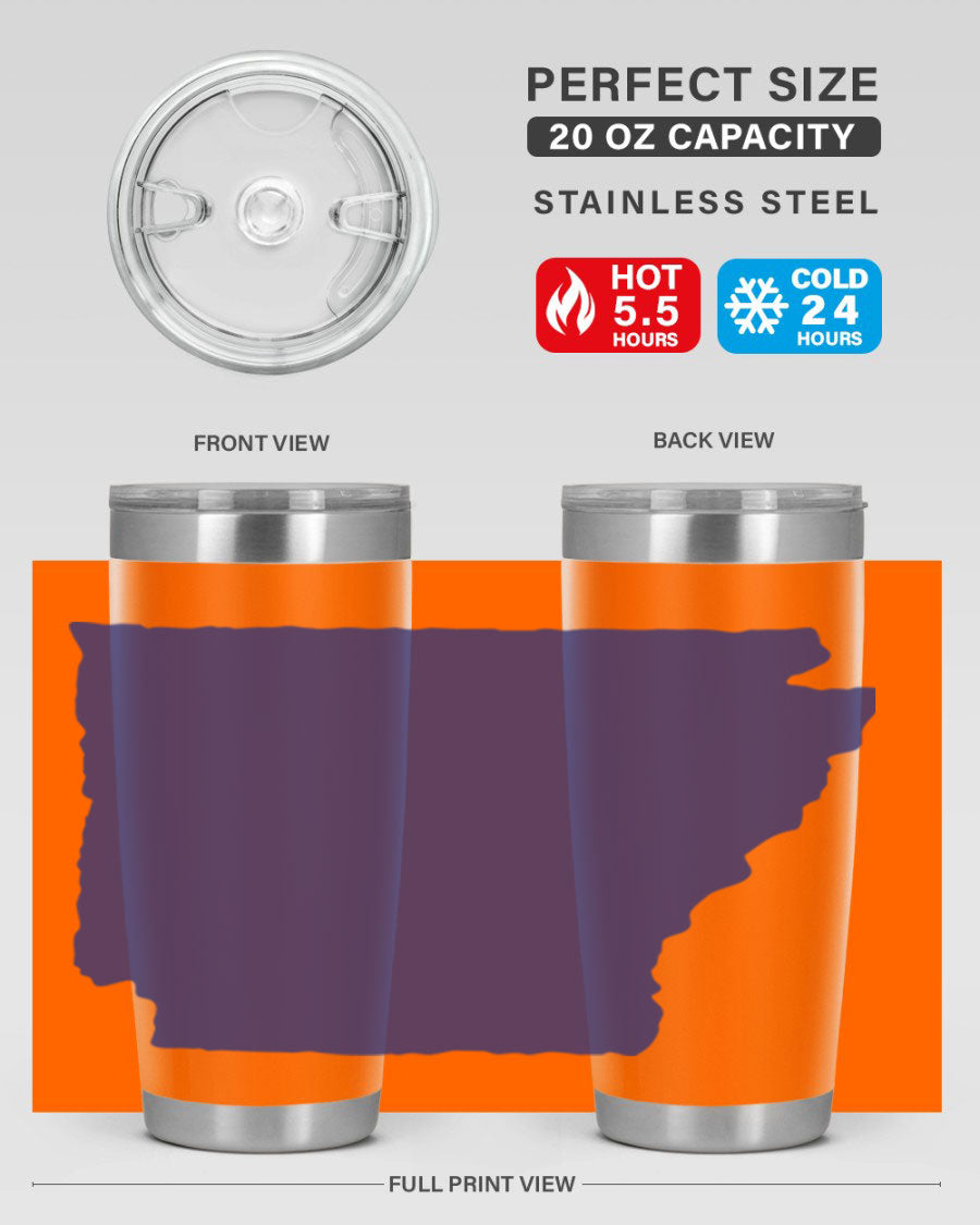 Arkansas 47# Tumbler featuring a double wall vacuum design, perfect for keeping drinks hot or cold, with a stylish Arkansas-themed print.