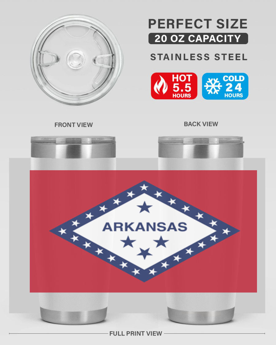 Arkansas 48# Tumbler showcasing double wall vacuum insulation and a press-in lid, perfect for hot and cold beverages.