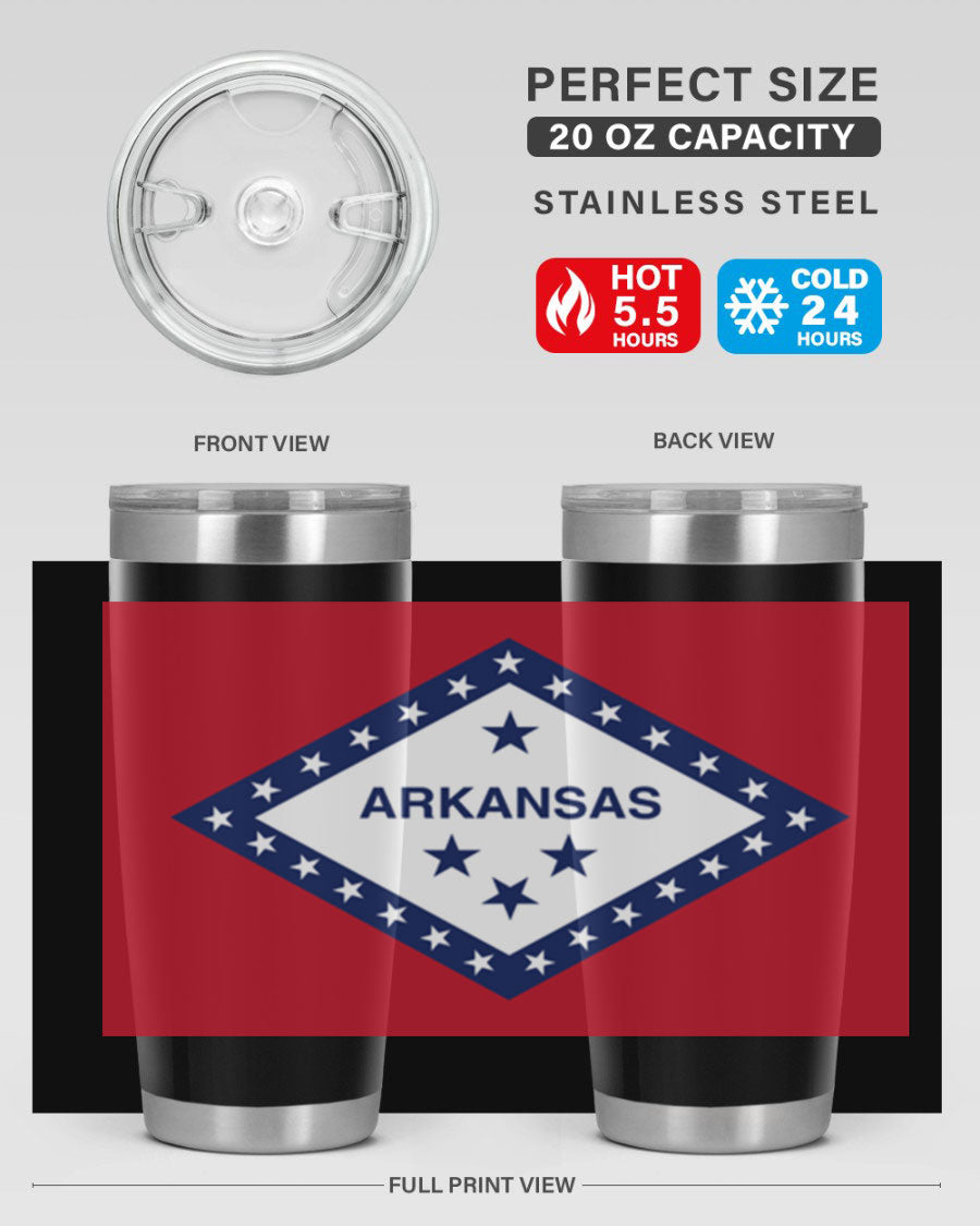 Arkansas 48# Tumbler showcasing double wall vacuum insulation and a press-in lid, perfect for hot and cold beverages.