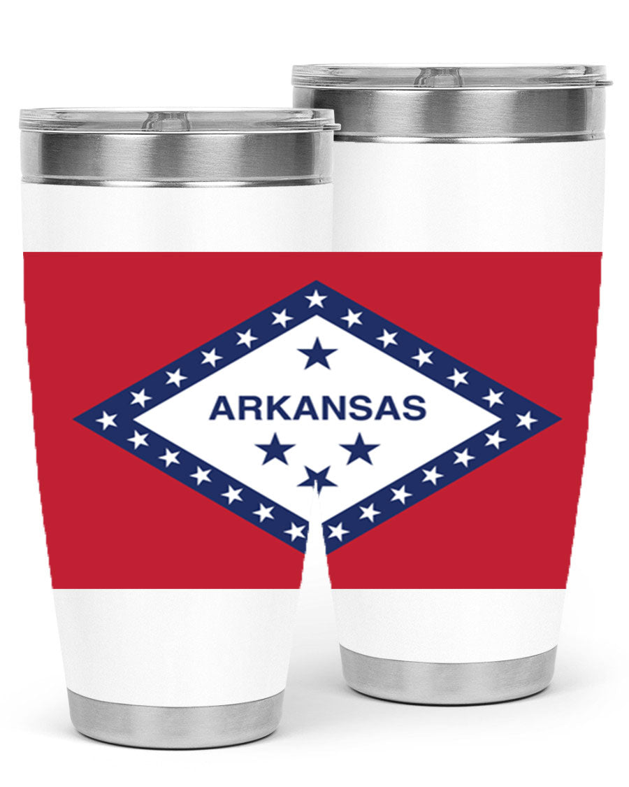 Arkansas 48# Tumbler showcasing double wall vacuum insulation and a press-in lid, perfect for hot and cold beverages.