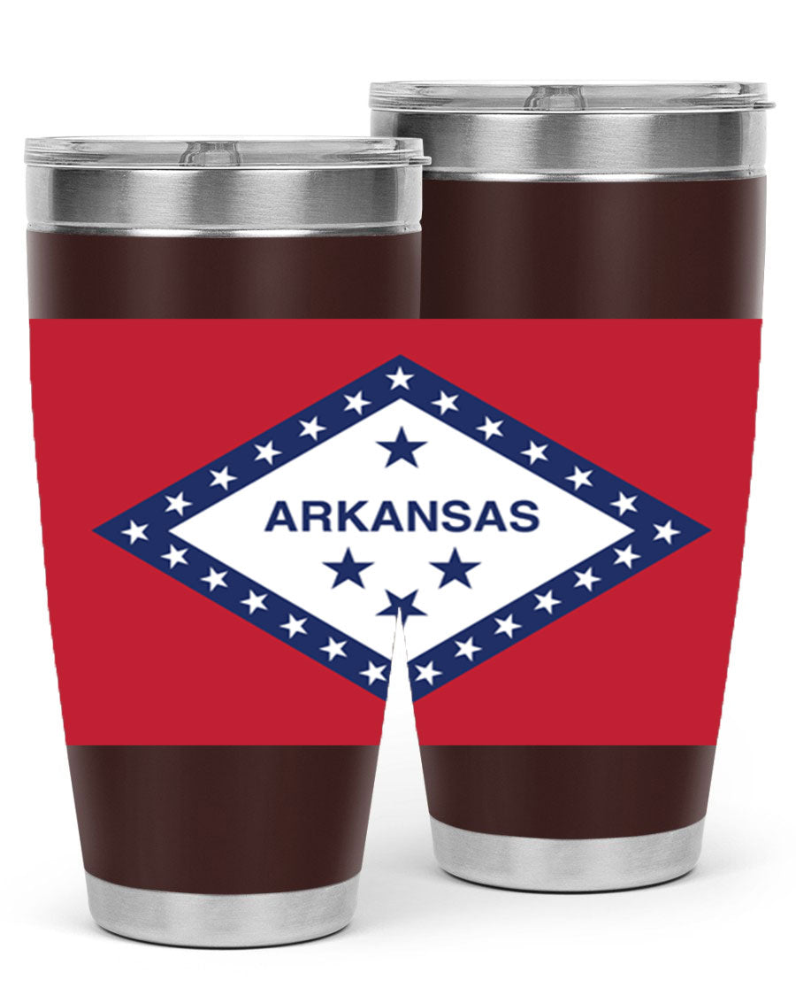 Arkansas 48# Tumbler showcasing double wall vacuum insulation and a press-in lid, perfect for hot and cold beverages.