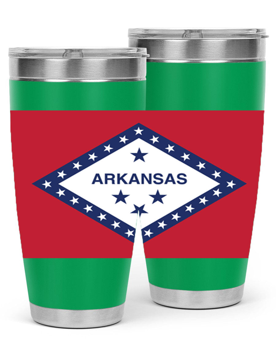 Arkansas 48# Tumbler showcasing double wall vacuum insulation and a press-in lid, perfect for hot and cold beverages.