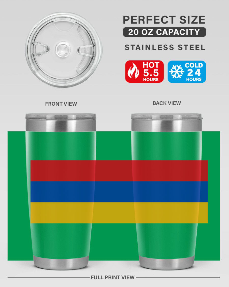 Armenia 190# Tumbler featuring the Armenian flag design, made of double wall vacuum stainless steel with a drink-thru lid.