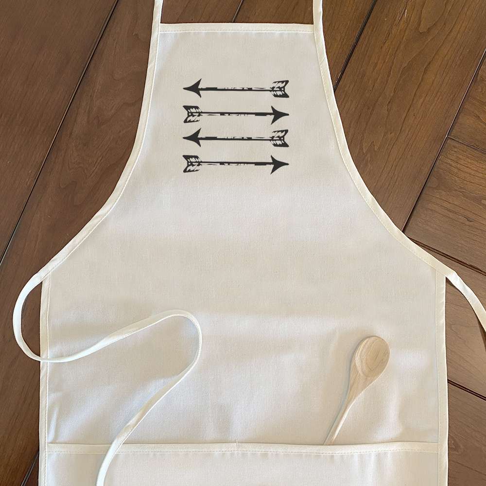 Arrows Women's Apron featuring elegant design, cotton canvas fabric, and divided front pocket.