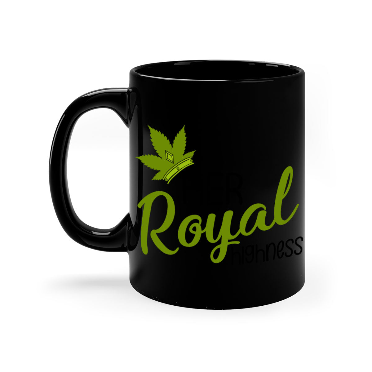 Artboard 14# Marijuana Mug featuring a glossy finish, colored handle, and interior, available in multiple colors.