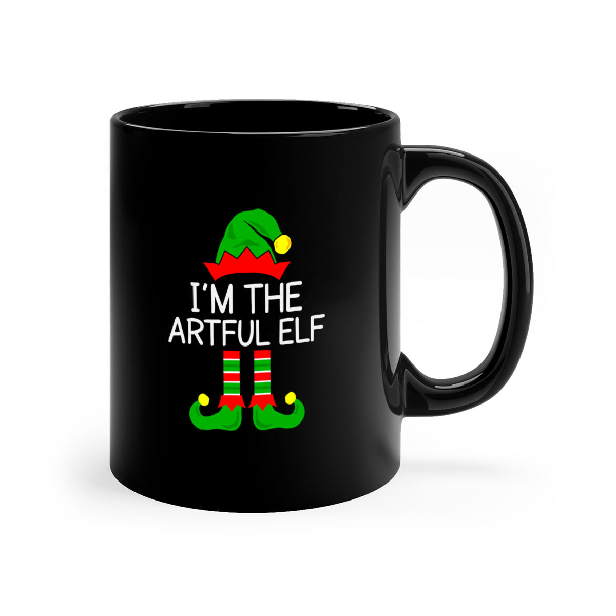 Artfulelf style 1# Christmas Mug with colorful handle and glossy finish, available in multiple colors and sizes.