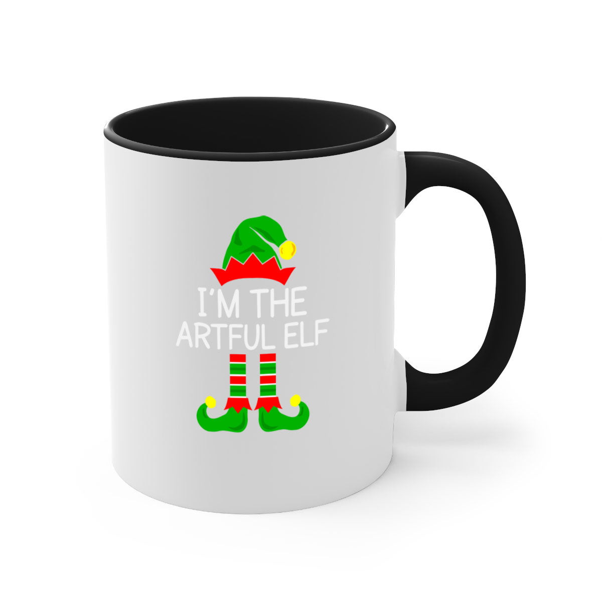 Artfulelf style 1# Christmas Mug with colorful handle and glossy finish, available in multiple colors and sizes.