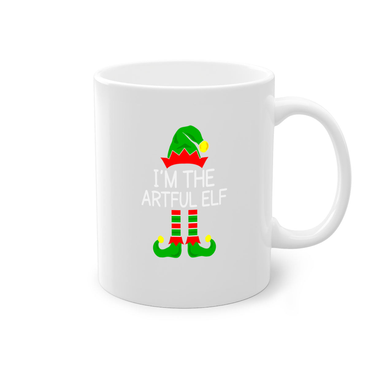 Artfulelf style 1# Christmas Mug with colorful handle and glossy finish, available in multiple colors and sizes.