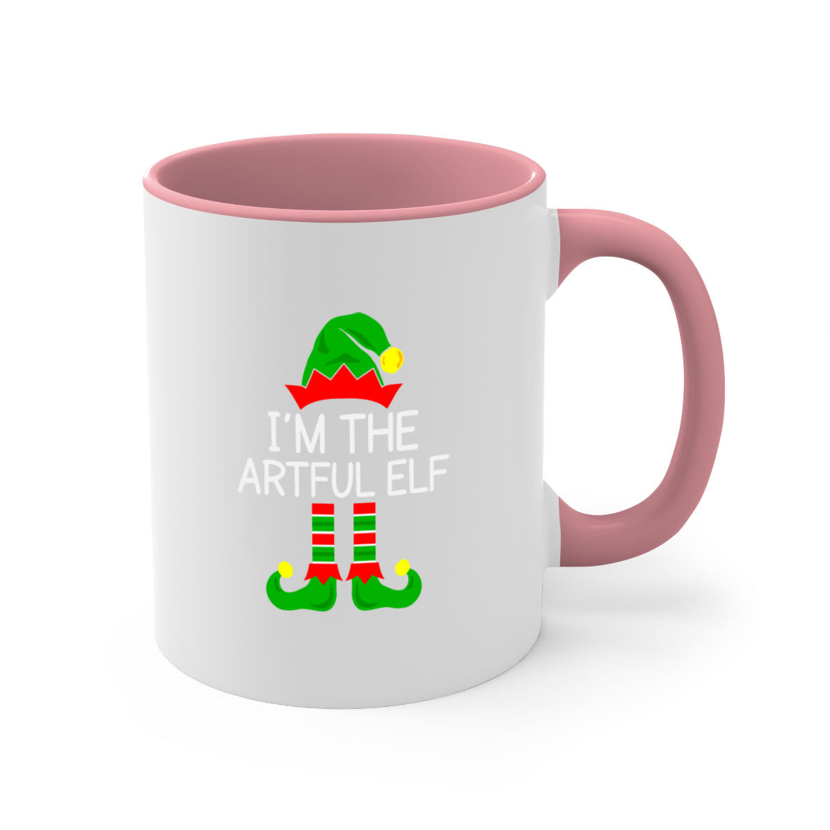 Artfulelf style 1# Christmas Mug with colorful handle and glossy finish, available in multiple colors and sizes.