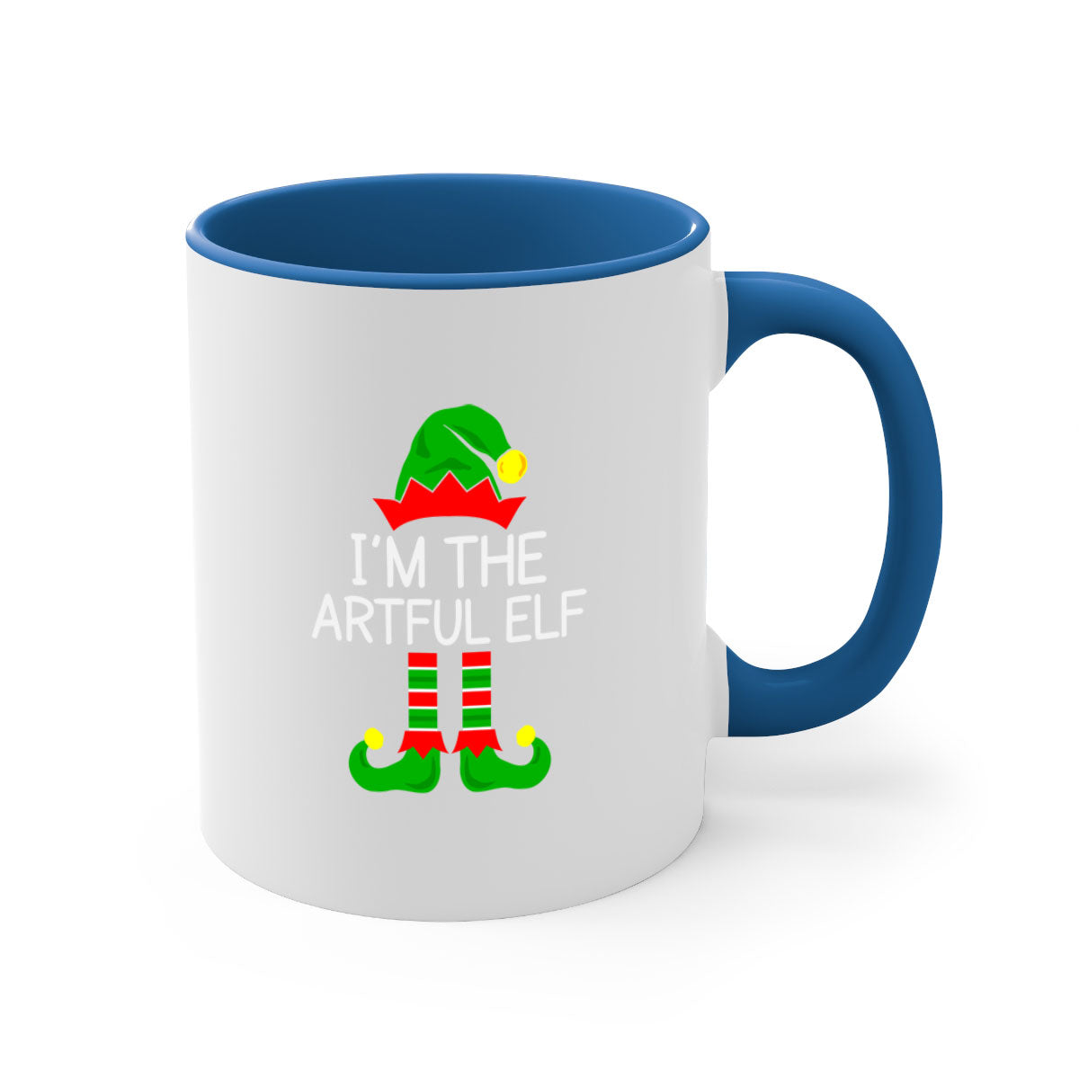 Artfulelf style 1# Christmas Mug with colorful handle and glossy finish, available in multiple colors and sizes.