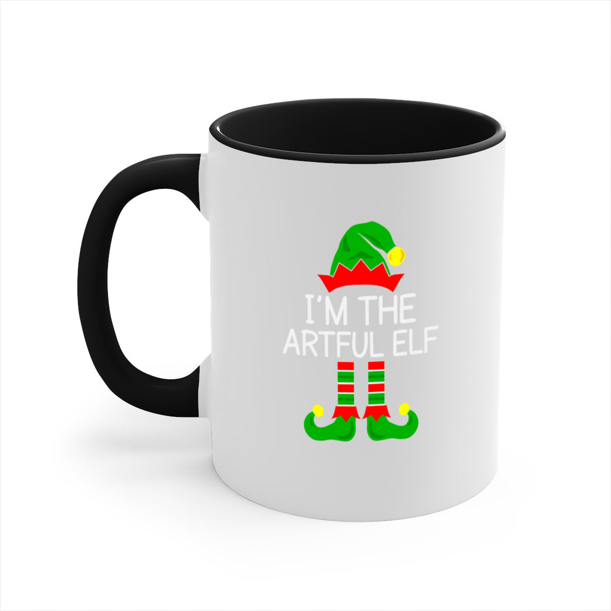 Artfulelf style 1# Christmas Mug with colorful handle and glossy finish, available in multiple colors and sizes.