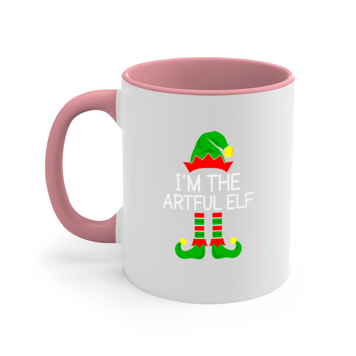 Artfulelf style 1# Christmas Mug with colorful handle and glossy finish, available in multiple colors and sizes.