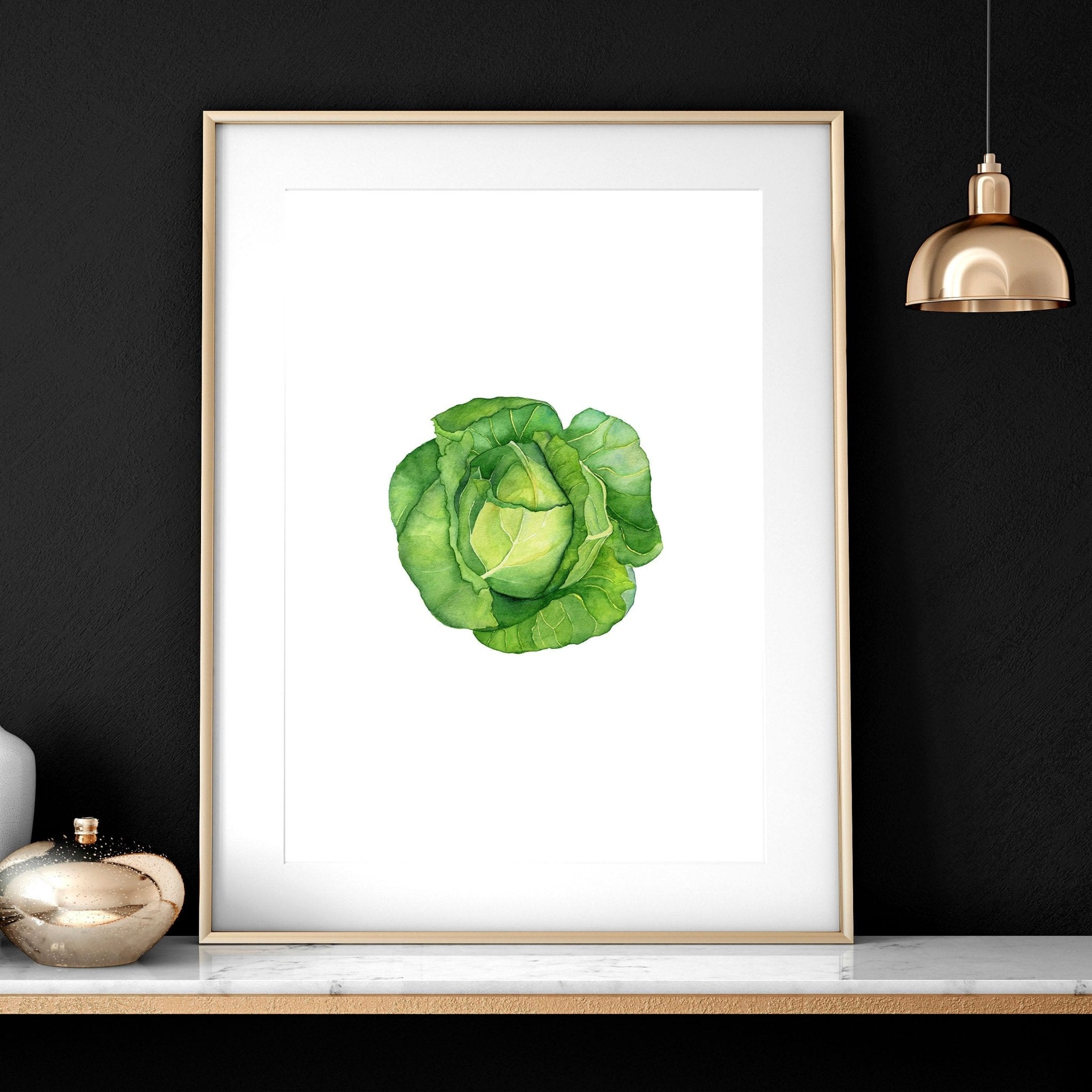 Set of 3 framed vegetable prints showcasing vibrant illustrations of vegetables, perfect for kitchen decor.