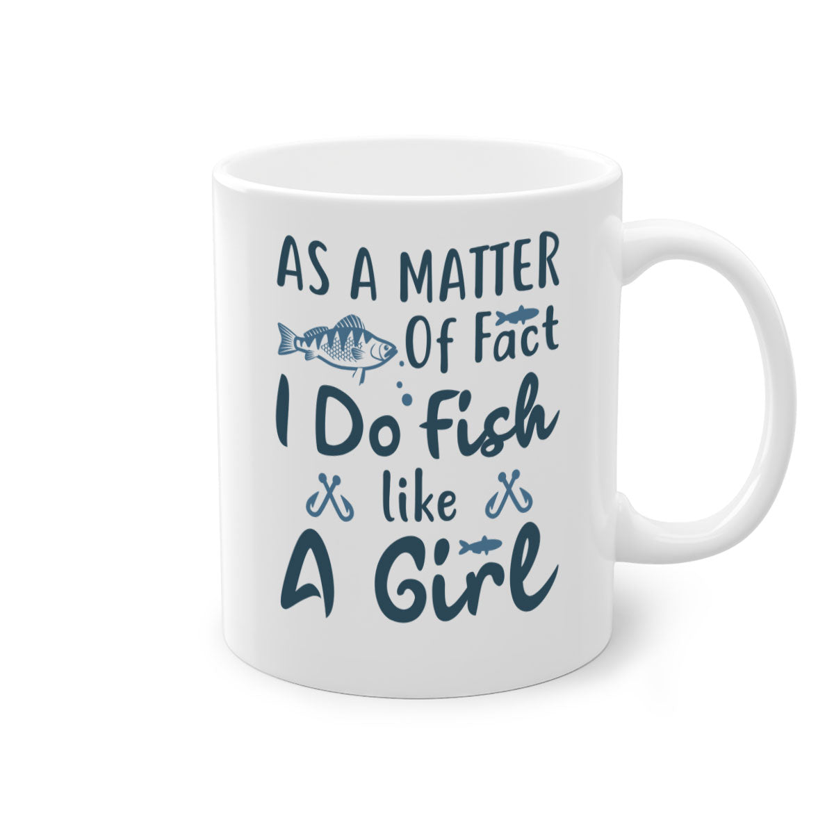 As a Matter 183# Fishing Mug with a glossy finish and colorful handle, available in multiple sizes.