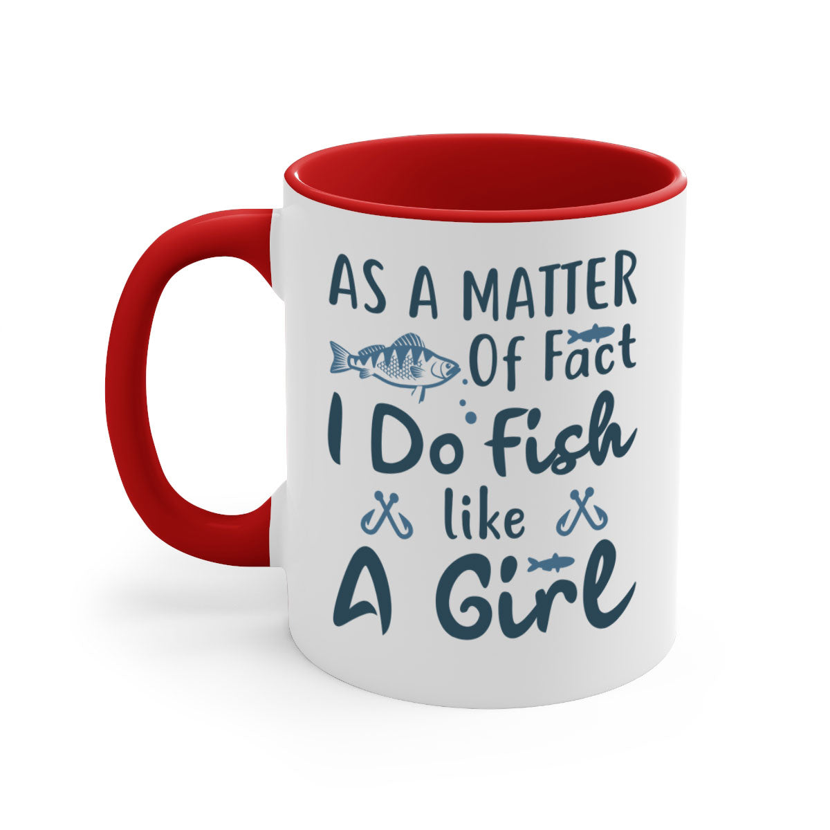 As a Matter 183# Fishing Mug with a glossy finish and colorful handle, available in multiple sizes.