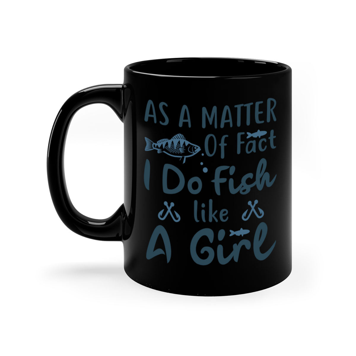 As a Matter 183# Fishing Mug with a glossy finish and colorful handle, available in multiple sizes.