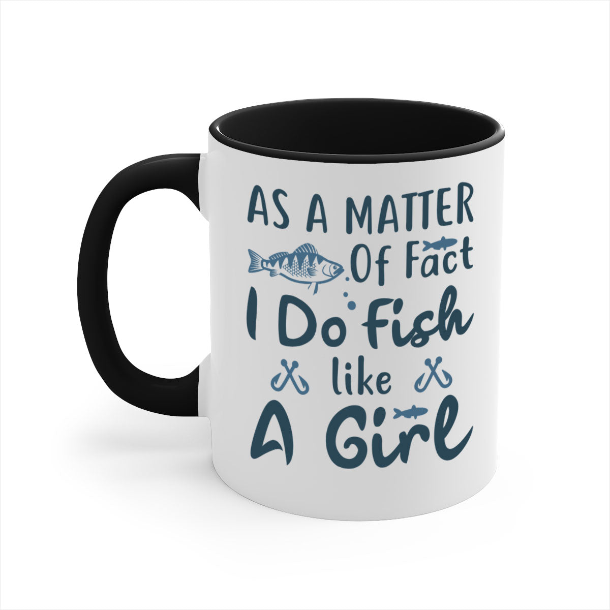 As a Matter 183# Fishing Mug with a glossy finish and colorful handle, available in multiple sizes.