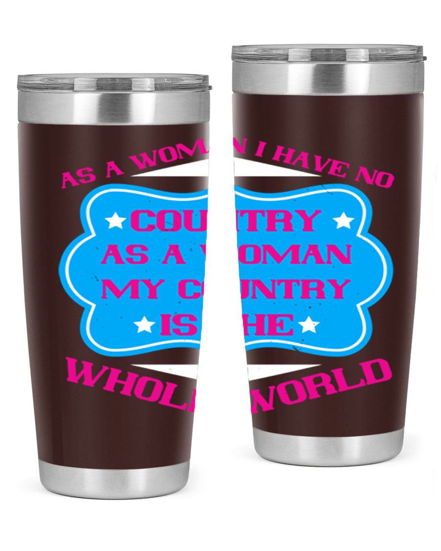 Stylish 20oz and 30oz stainless steel tumblers with empowering message for women, featuring double wall vacuum insulation and drink-thru lid.