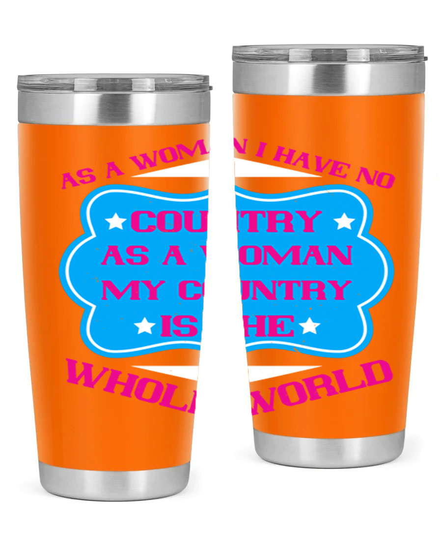 Stylish 20oz and 30oz stainless steel tumblers with empowering message for women, featuring double wall vacuum insulation and drink-thru lid.