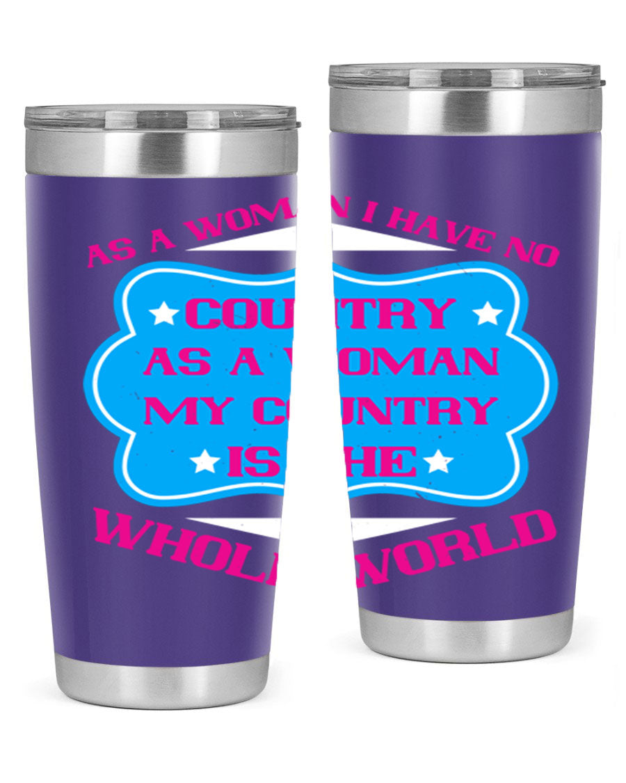 Stylish 20oz and 30oz stainless steel tumblers with empowering message for women, featuring double wall vacuum insulation and drink-thru lid.