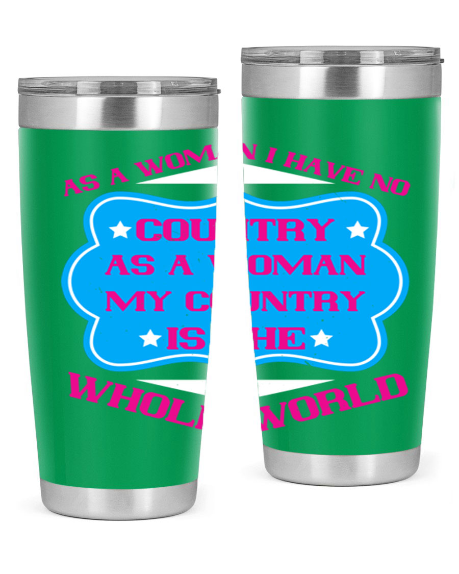 Stylish 20oz and 30oz stainless steel tumblers with empowering message for women, featuring double wall vacuum insulation and drink-thru lid.