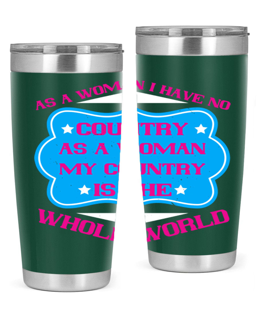 Stylish 20oz and 30oz stainless steel tumblers with empowering message for women, featuring double wall vacuum insulation and drink-thru lid.